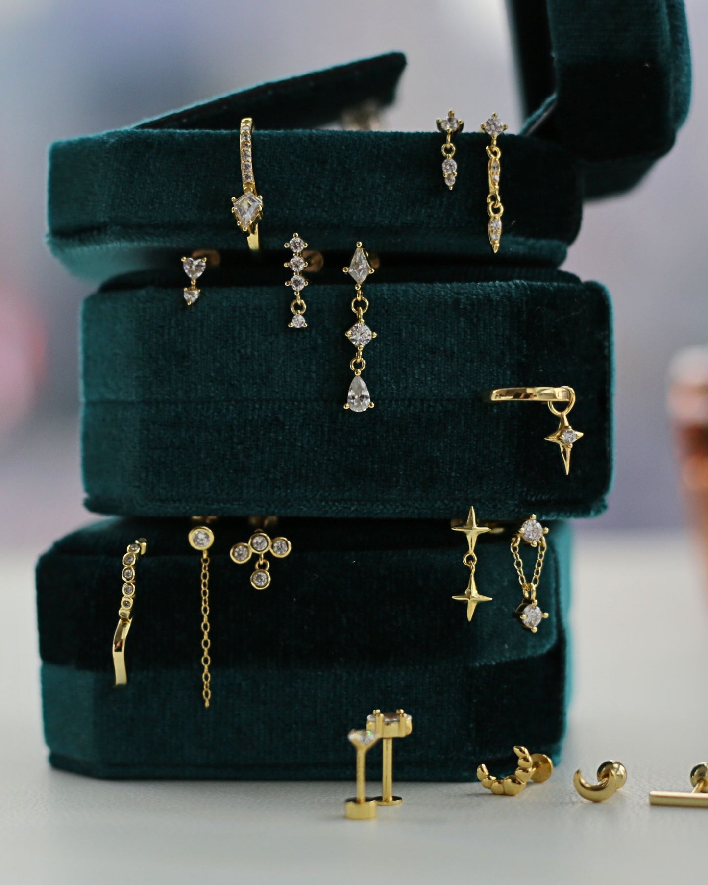 "Sleek Bar" 14K Yellow Plated Polished Nap Piercing Earring with Screw Back