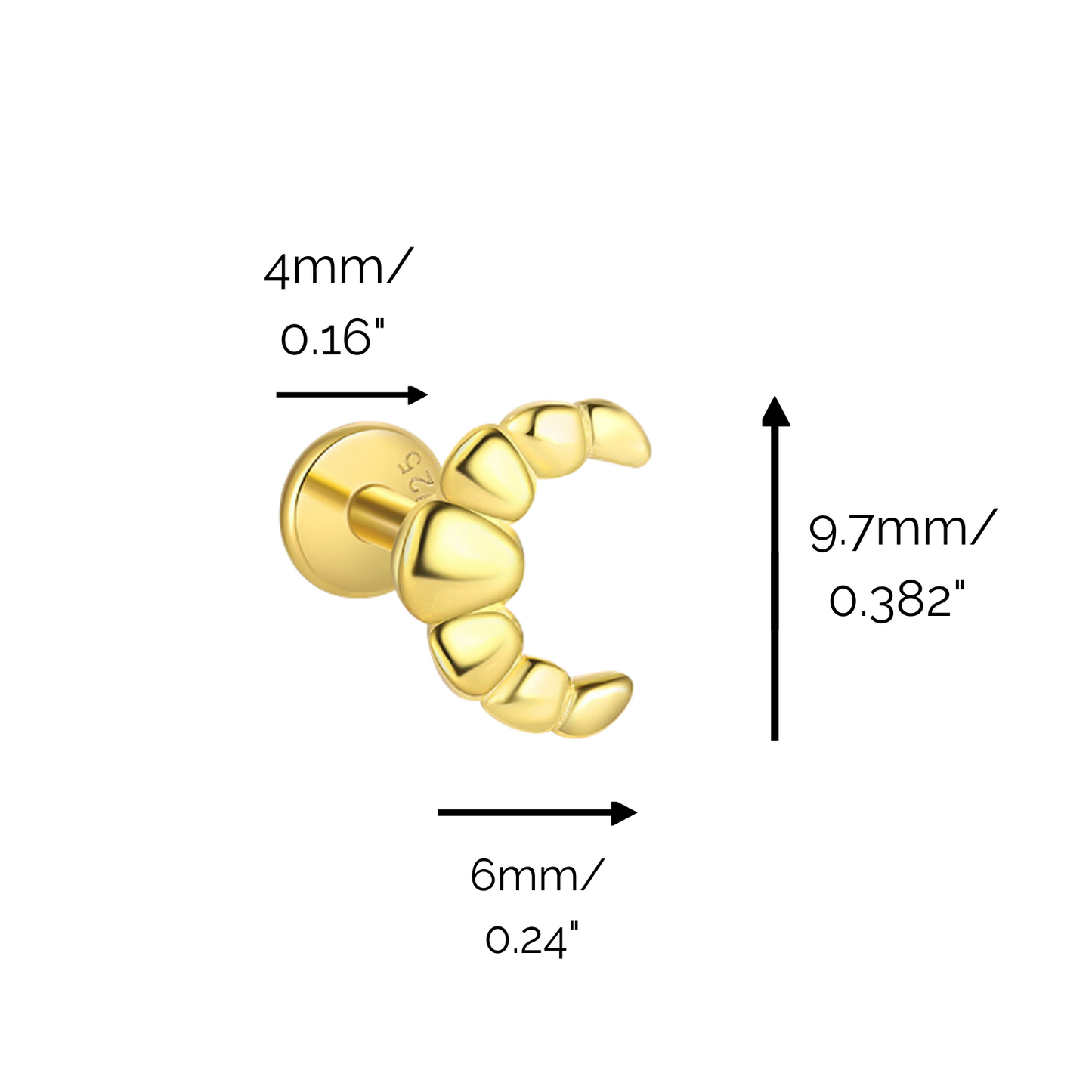 "Le Croissant" 14K Yellow Plated Cartilage Piercing Flatback Nap Earring