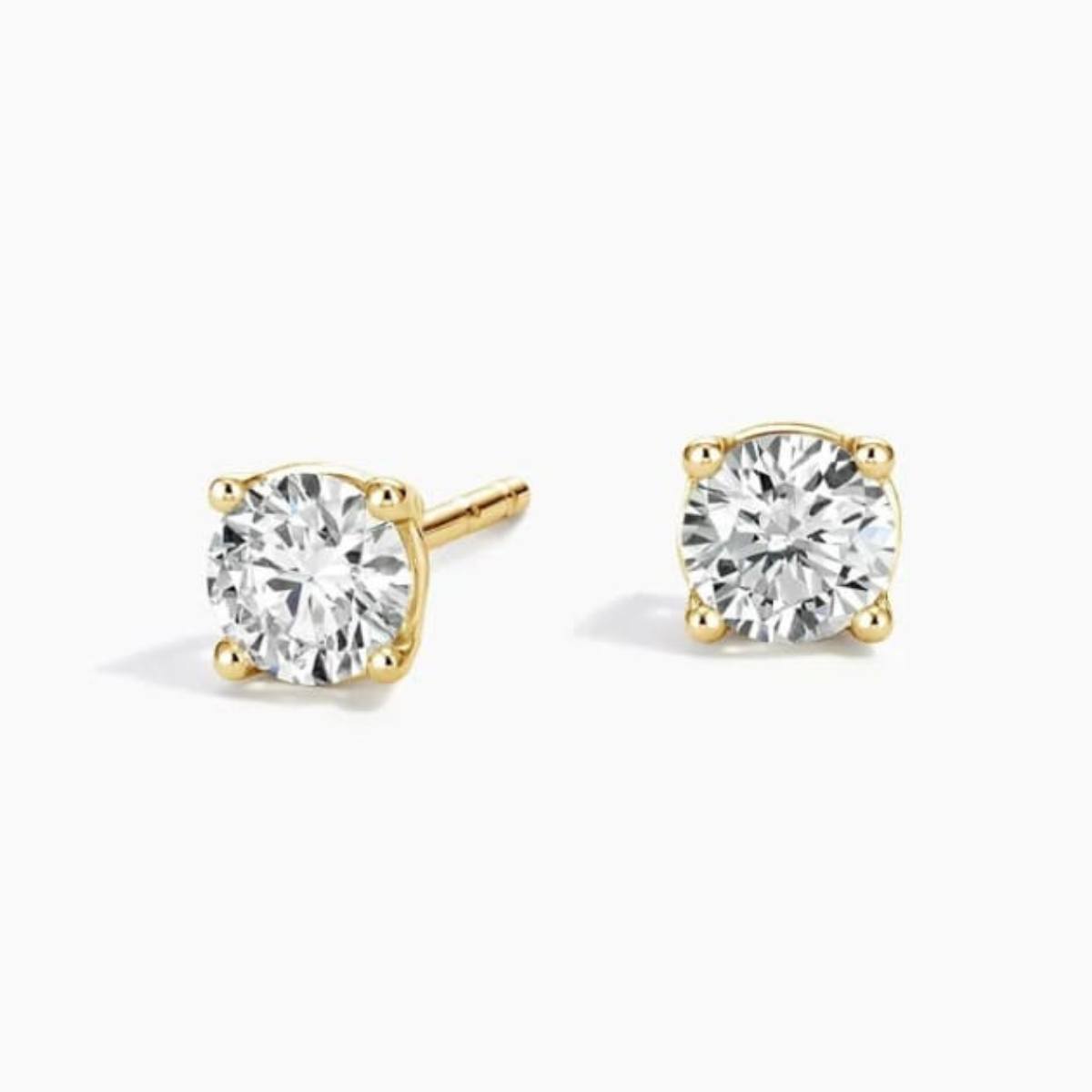 Starlit Spark 14K Yellow Gold Lab Grown 4 Prong Diamond Solitaire Stud Earrings 1.0 CTTW