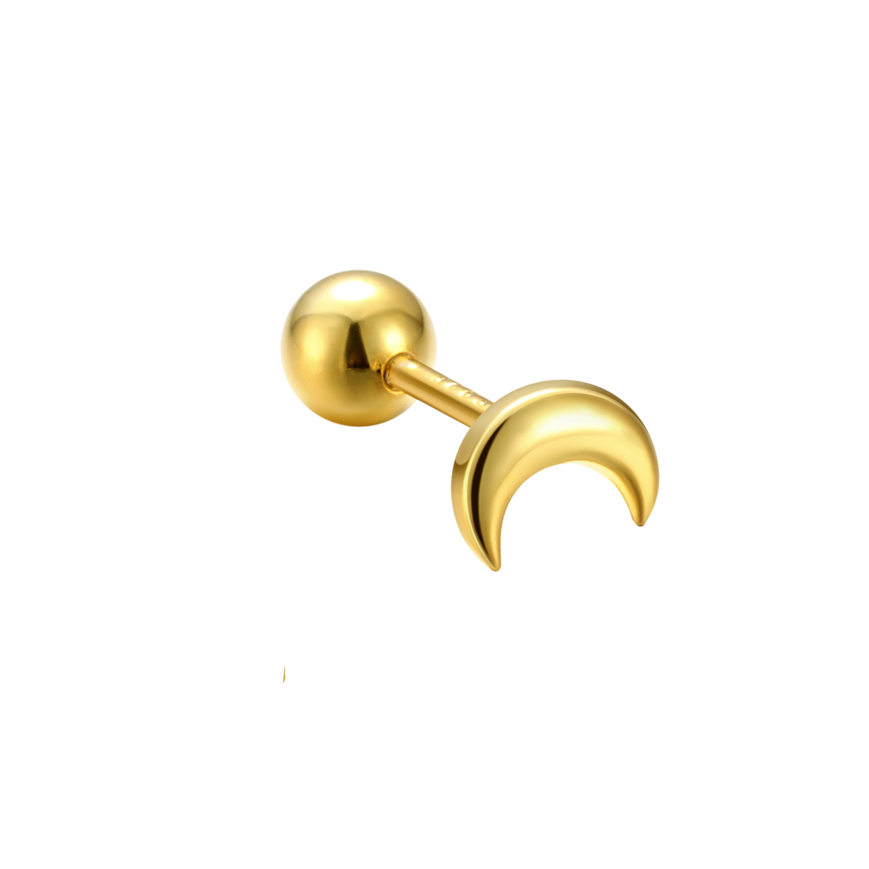 "Crescent Moon" 14K Yellow Plated Sterling Silver Nap Earring with Ball Back