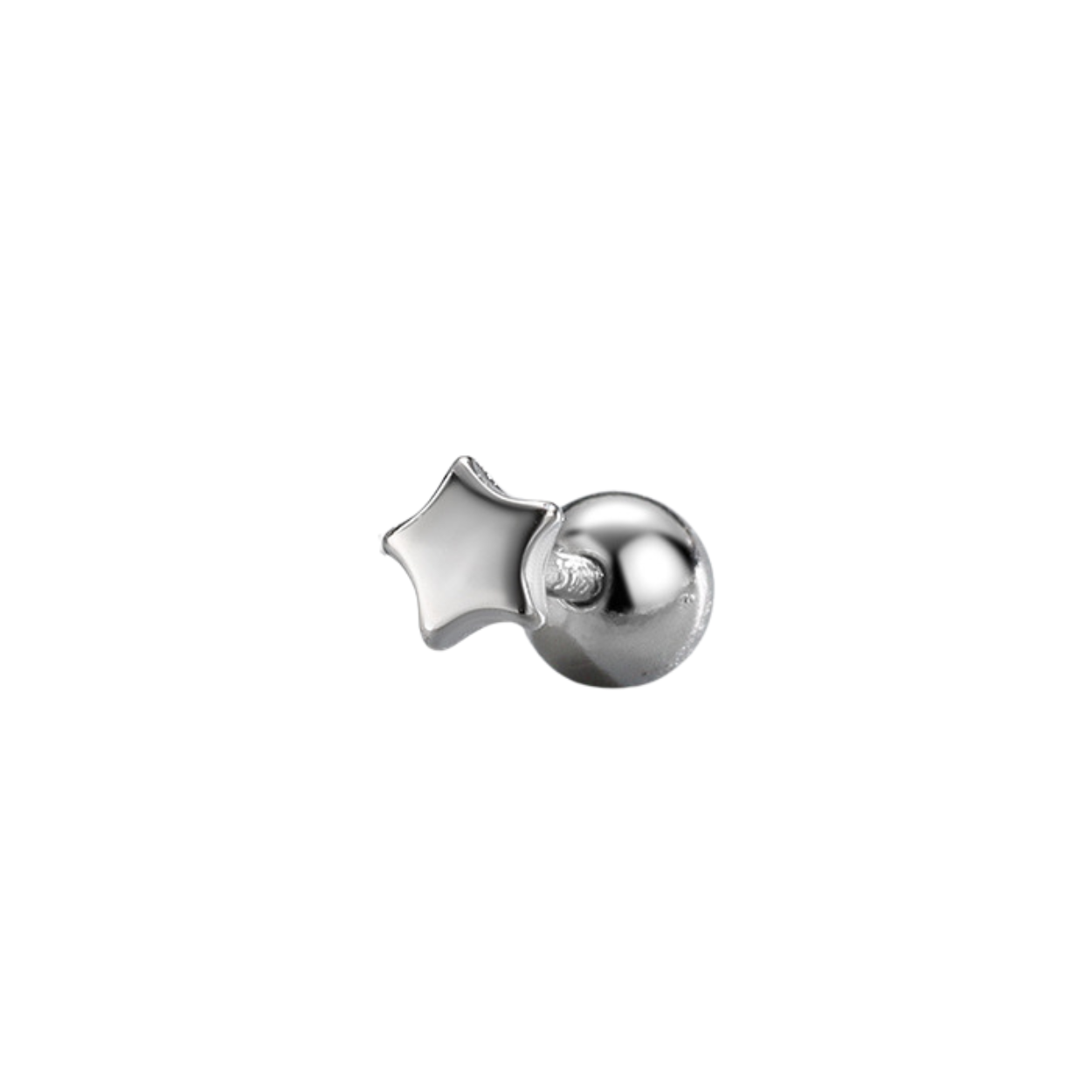 "Mini Star" 14K White Plated Star Nap Cartilage Piercing Earring with Screw Back
