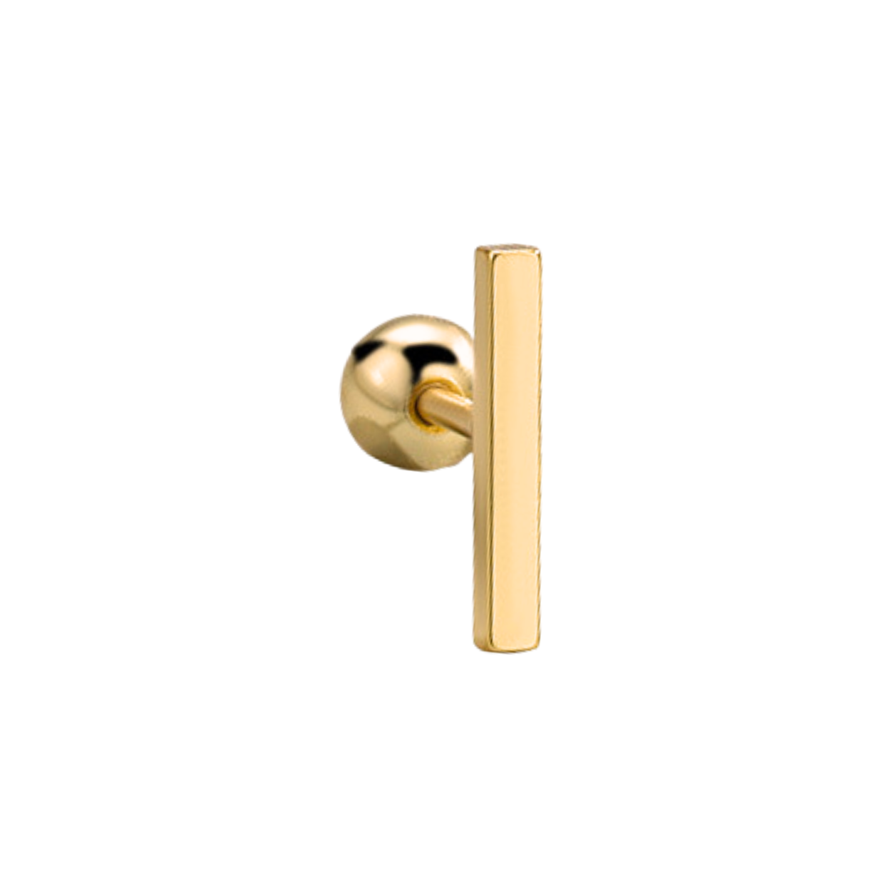 "Sleek Bar" 14K Yellow Plated Polished Nap Piercing Earring with Screw Back
