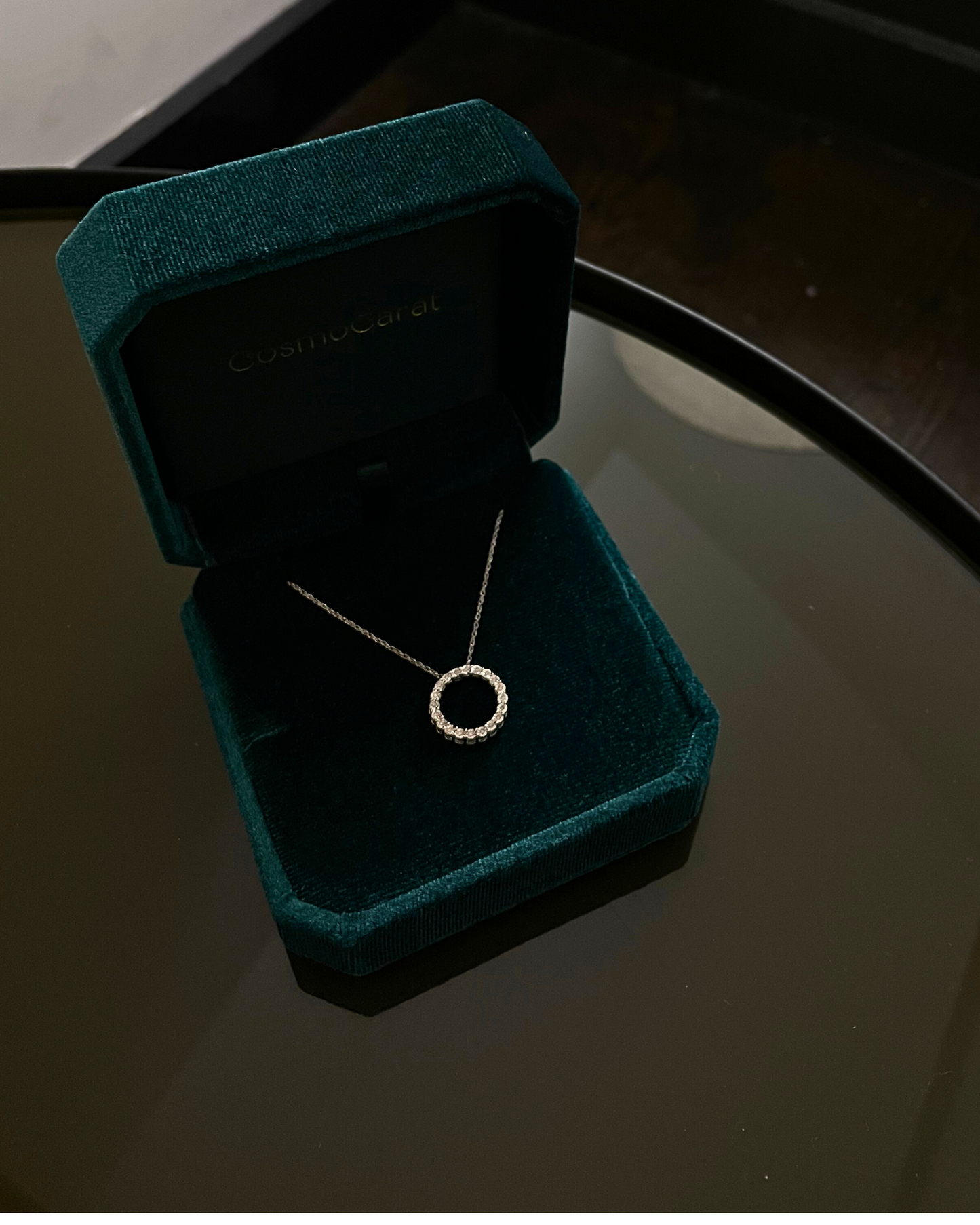 "Stellar Bond" Gold Plated Sterling Silver Round Circle Pendant Paved with 1/10 Cttw Natural Diamonds