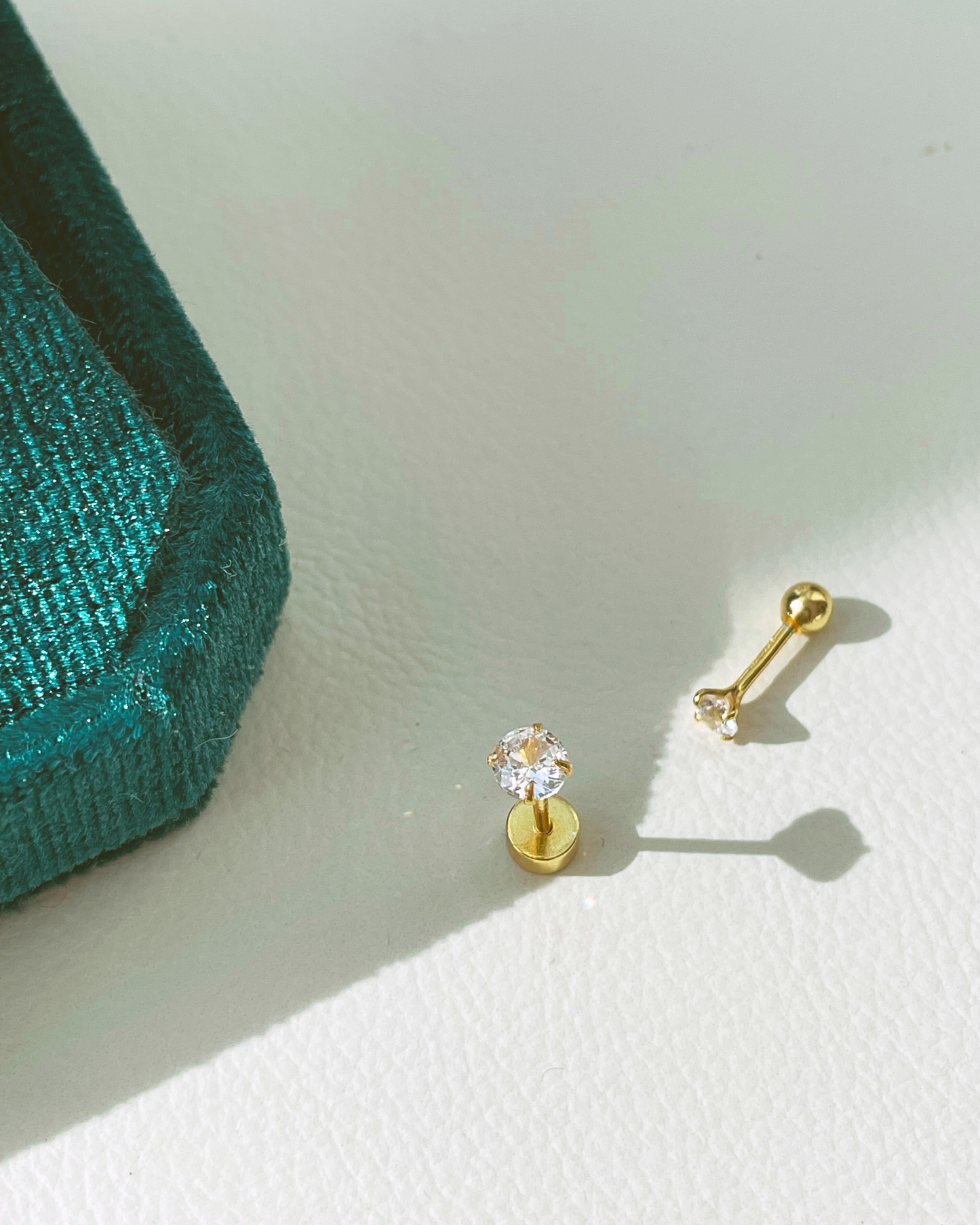 "Mini Spark" 14K Yellow Plated Sterling Silver Ball Back Nap Earring
