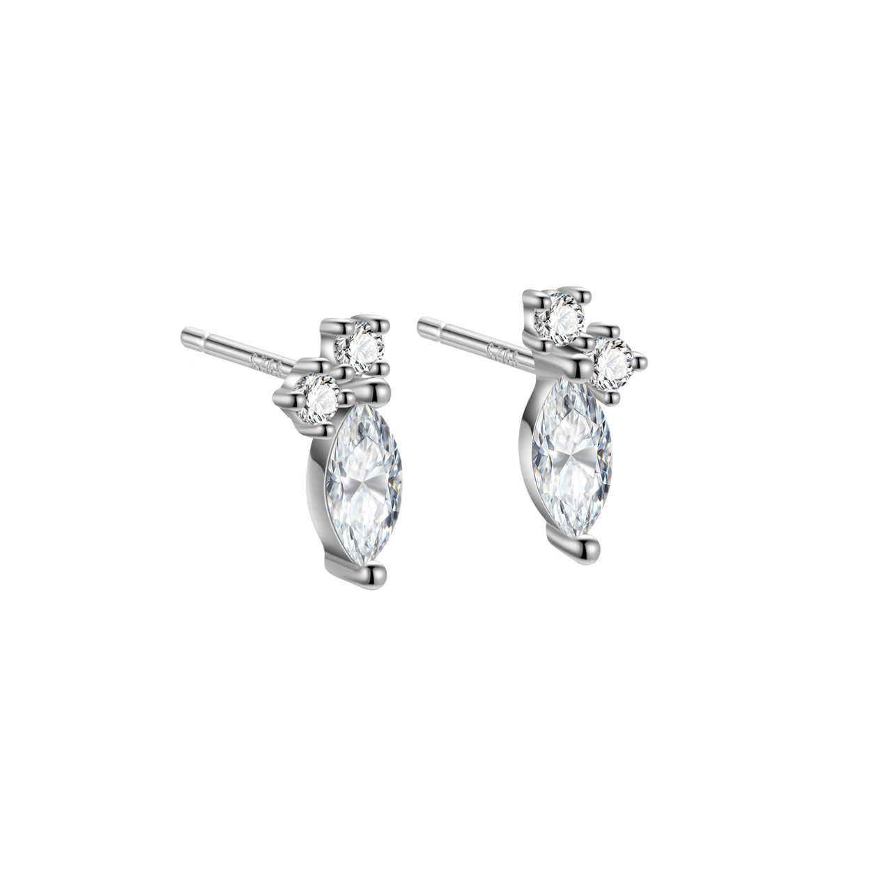 "Stellar Wink" 14K White Gold Plated Dazzling CZ Star Post Earrings
