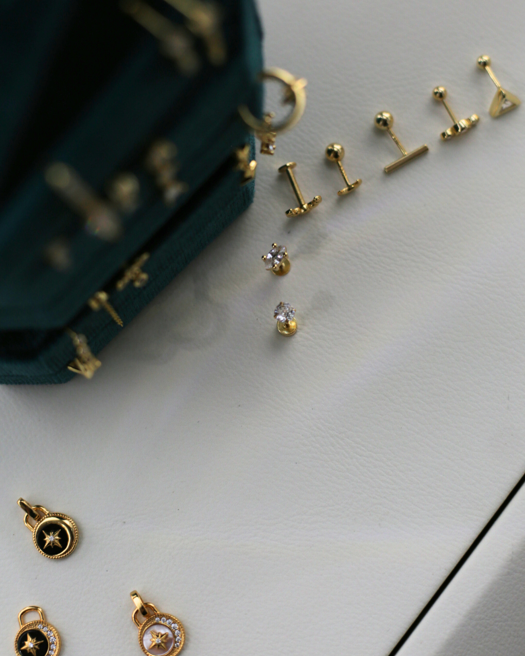 "Celestial Dream" Gold Vermeil Moon and North Star Mini Medallion White Pearl Coin Amulet Necklace