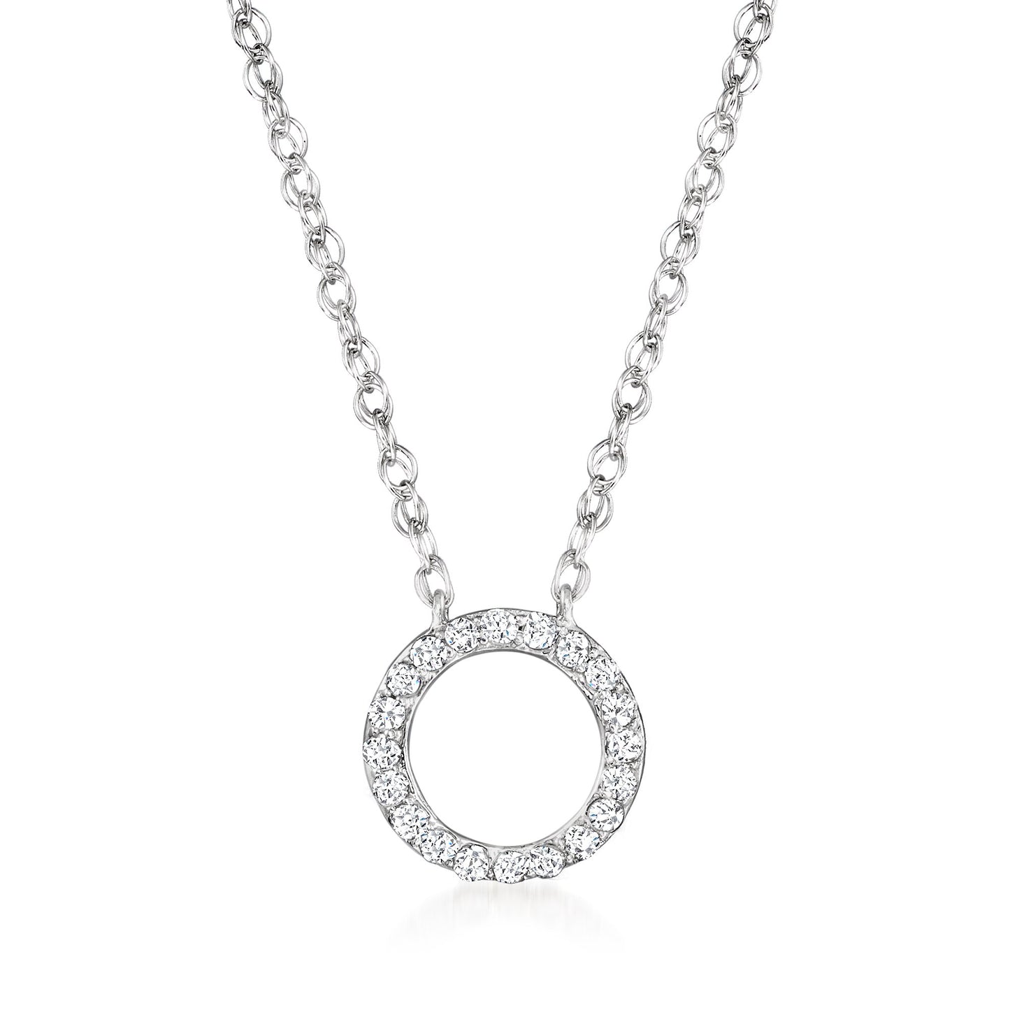 "Stellar Bond" Gold Plated Sterling Silver Round Circle Pendant Paved with 1/10 Cttw Natural Diamonds