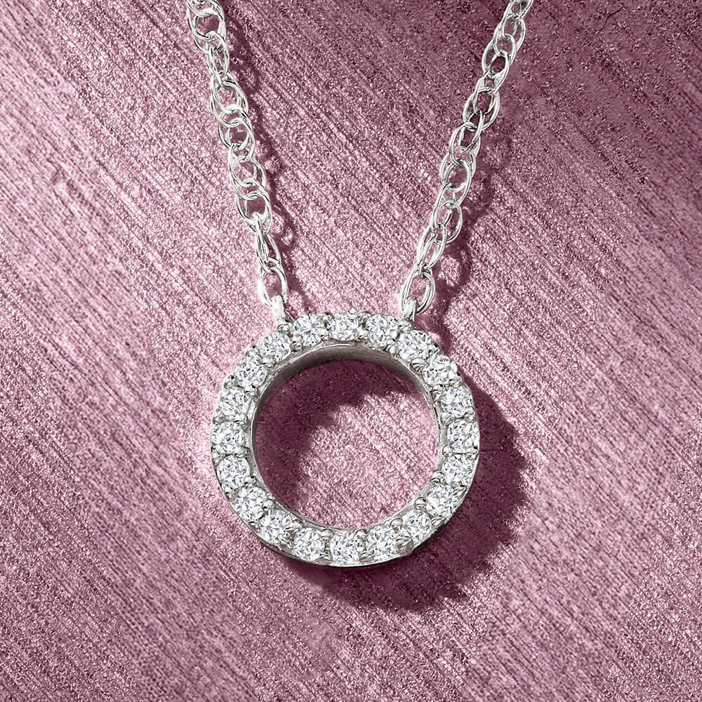 "Stellar Bond" Gold Plated Sterling Silver Round Circle Pendant Paved with 1/10 Cttw Natural Diamonds