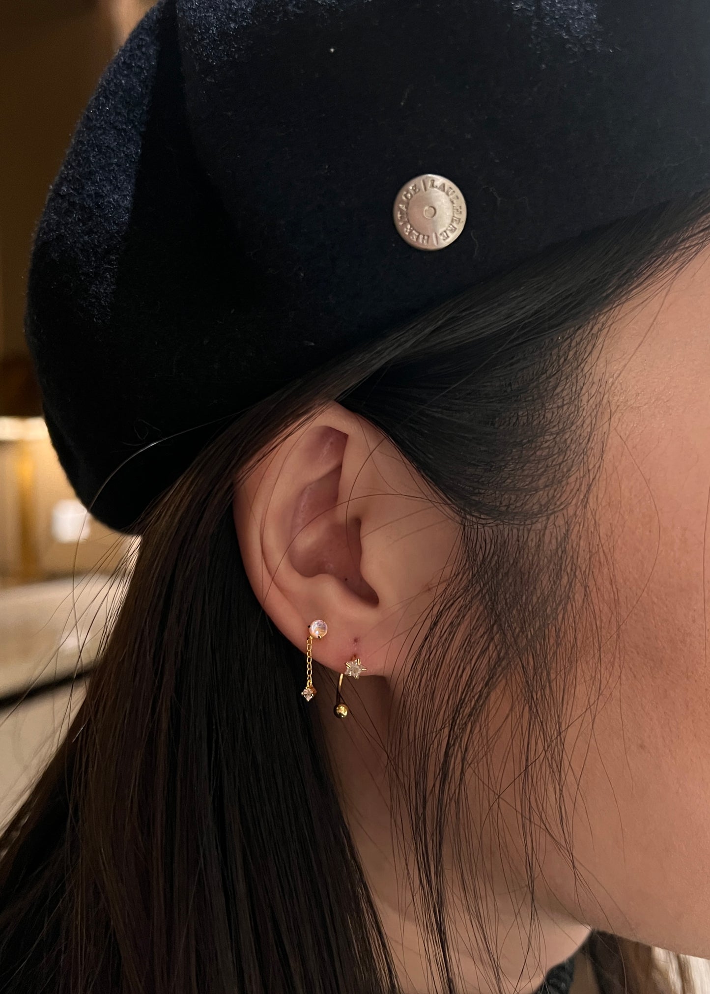 "Star Dance" 14K Yellow Plated CZ Screw Back Helix Piercing Jewelry