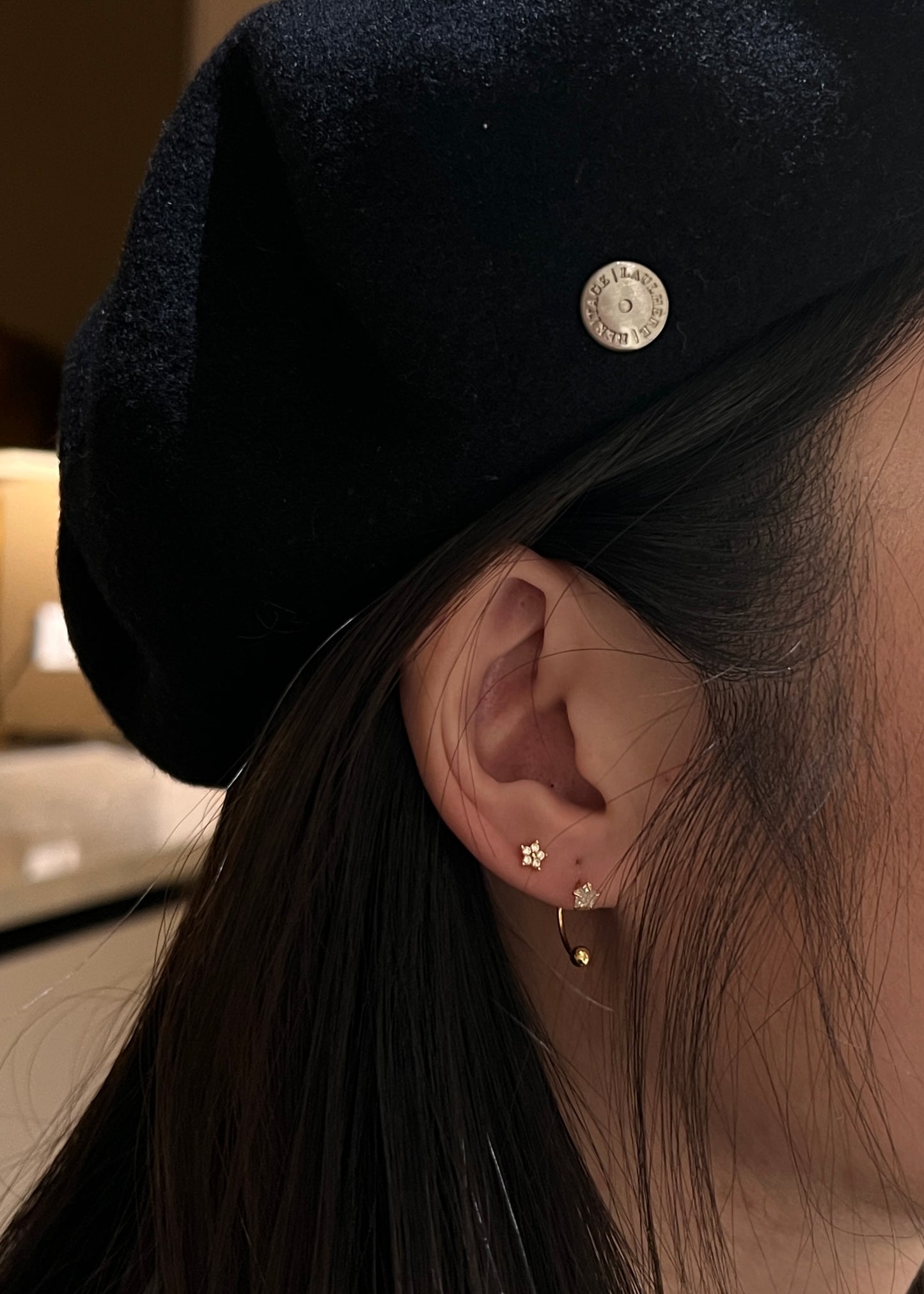 "Dazzling Star" 14K Yellow Plated Screw On Nap Earring Cartilage Piercing