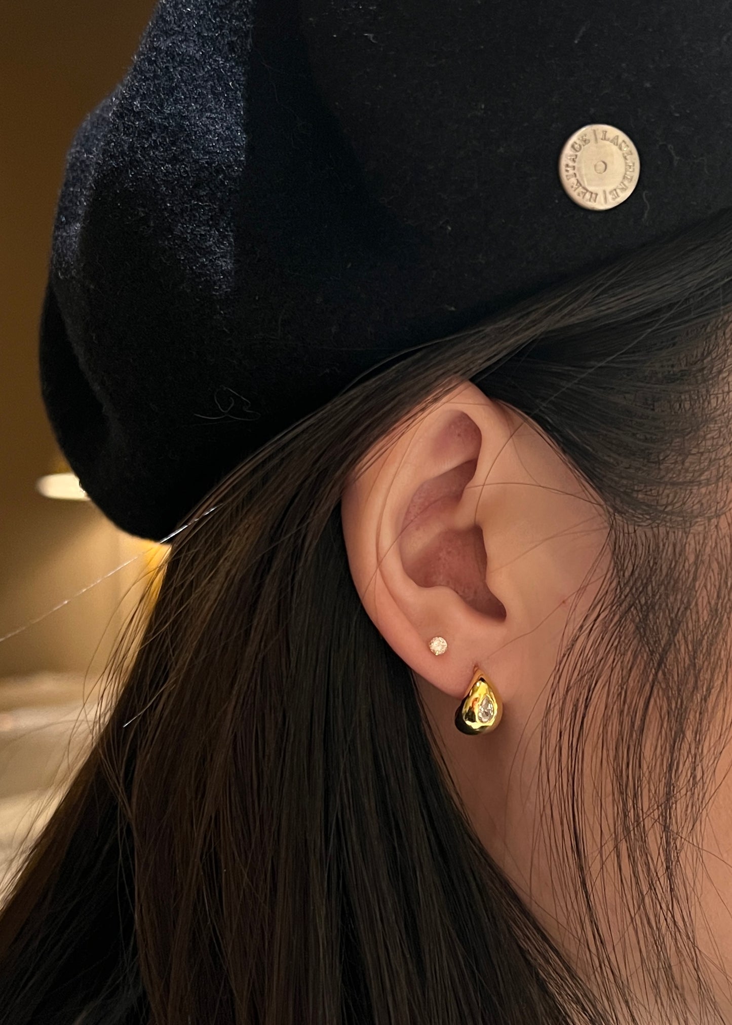 "Mini Spark" 14K Yellow Plated Sterling Silver Ball Back Nap Earring