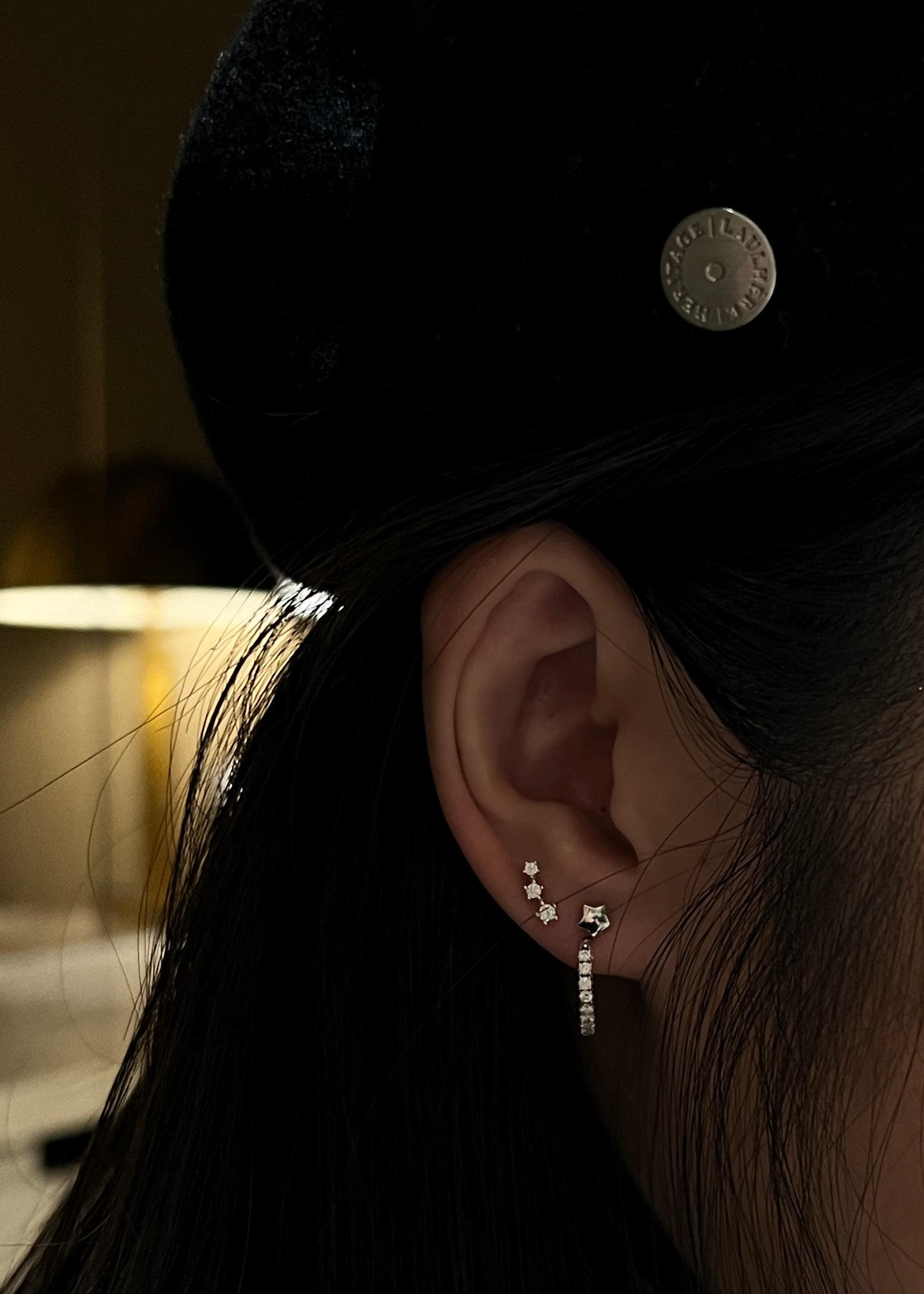 "Constellation Stars" 14K White Plated Mini Nap Cartilage Piercing Earring with Screw Back