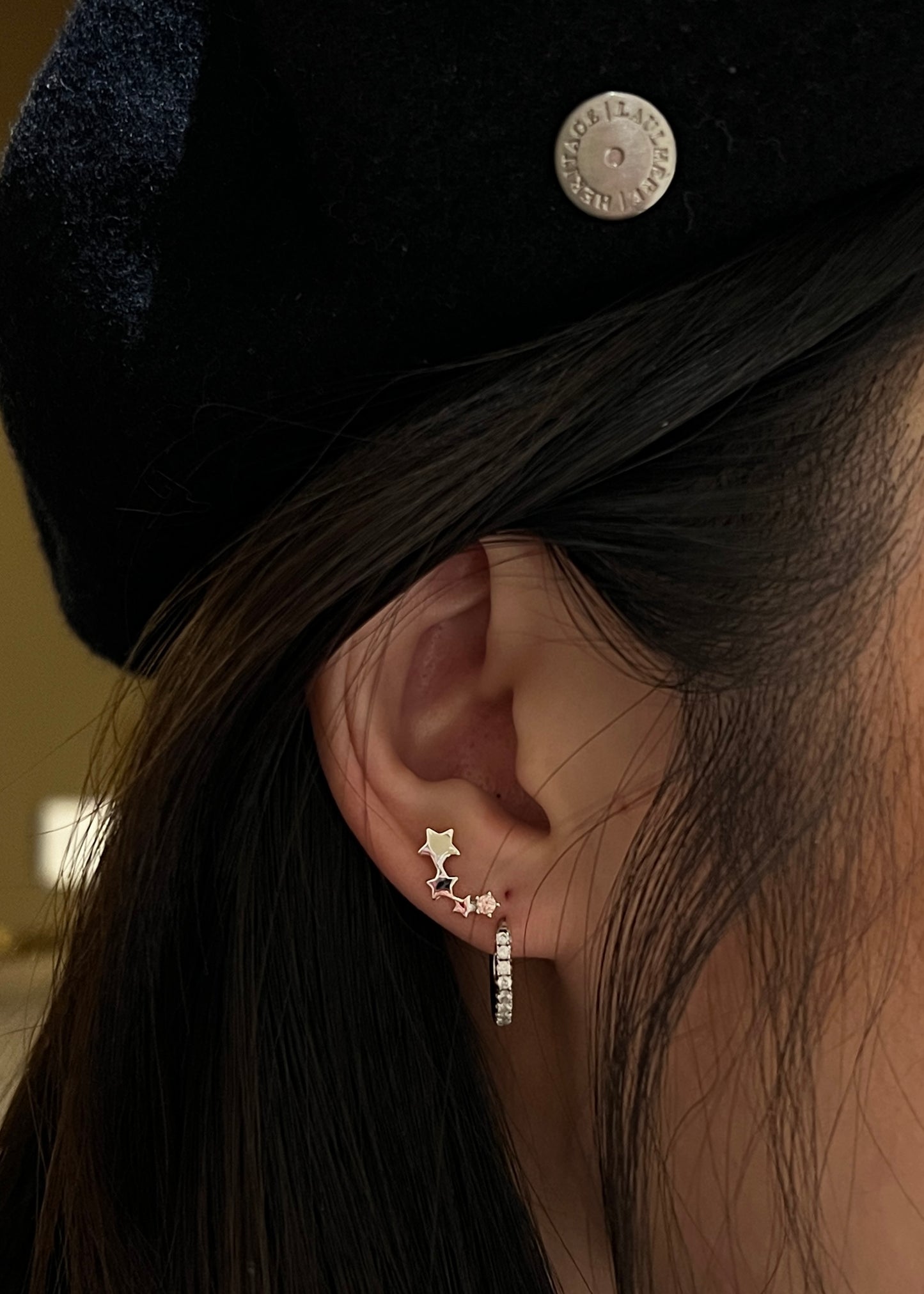 "Starry Dream" 14K White Gold Plated Star Post Earrings