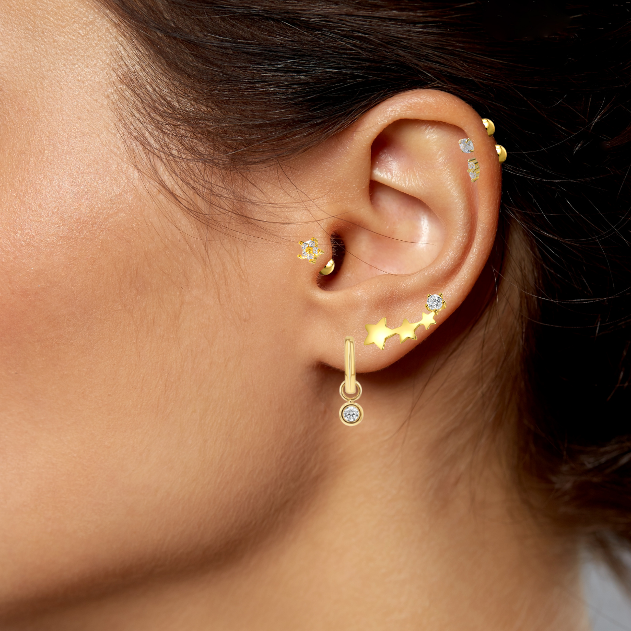 "Starry Dream" 14K Yellow Plated Star Post Earrings