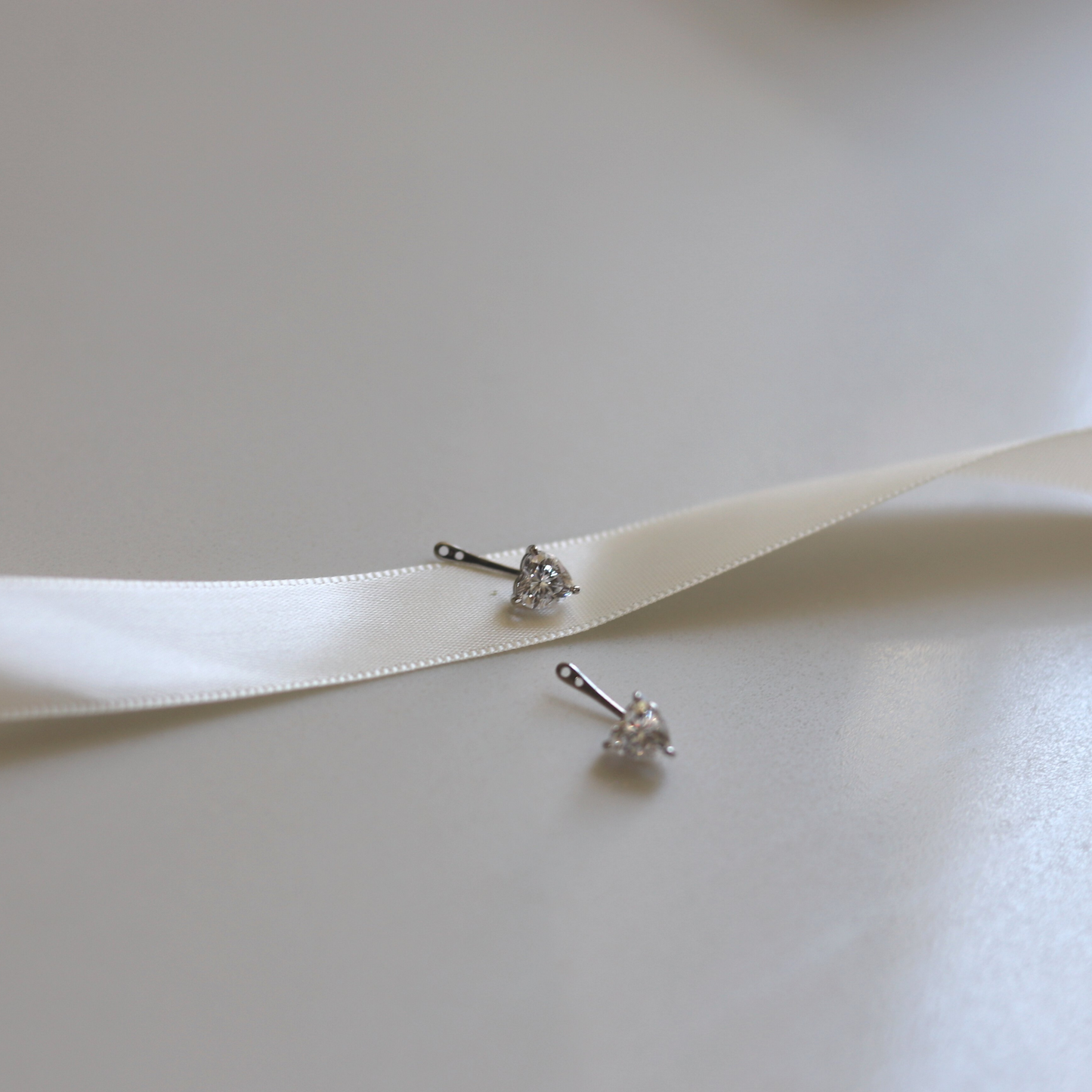 "Brilliant Heart" Colorless Moissanite Earring Jackets in 18K White Gold Plated Sterling Silver