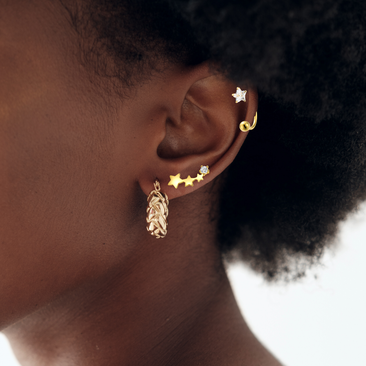 "Starry Dream" 14K Yellow Plated Star Post Earrings