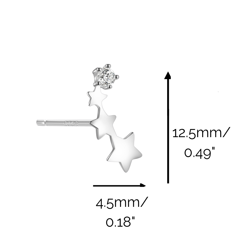 "Starry Dream" 14K White Gold Plated Star Post Earrings