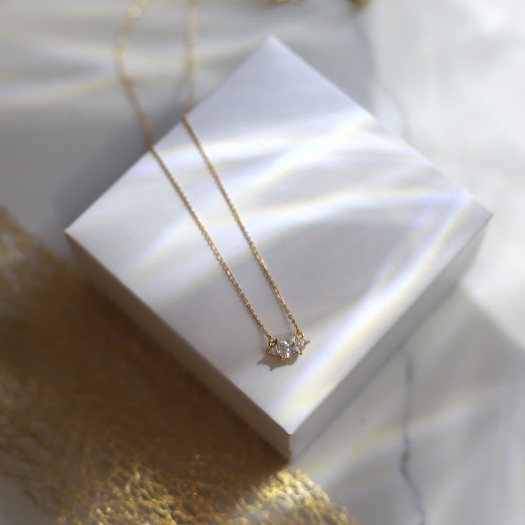 "Be My Princess" Colorless Moissanite 18K Yellow Gold Plated 925 Sterling Silver Pendant Necklace
