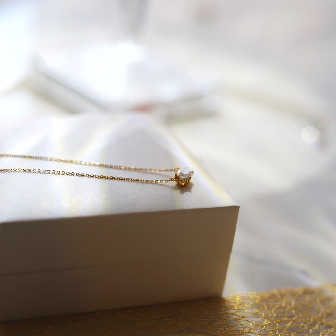 "Be My Princess" Colorless Moissanite 18K Yellow Gold Plated 925 Sterling Silver Pendant Necklace