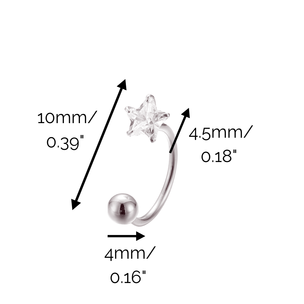 "Star Dance" 14K White Plated Mini CZ Screw On Helix Piercing Nap Earring