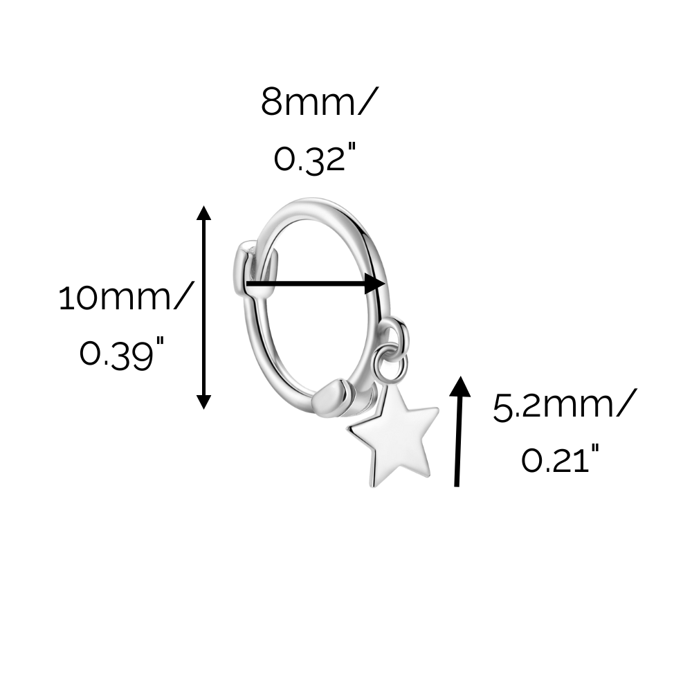"Endless Star Hoops" 14K White Plated Dangling Mini Star Hoop Earrings