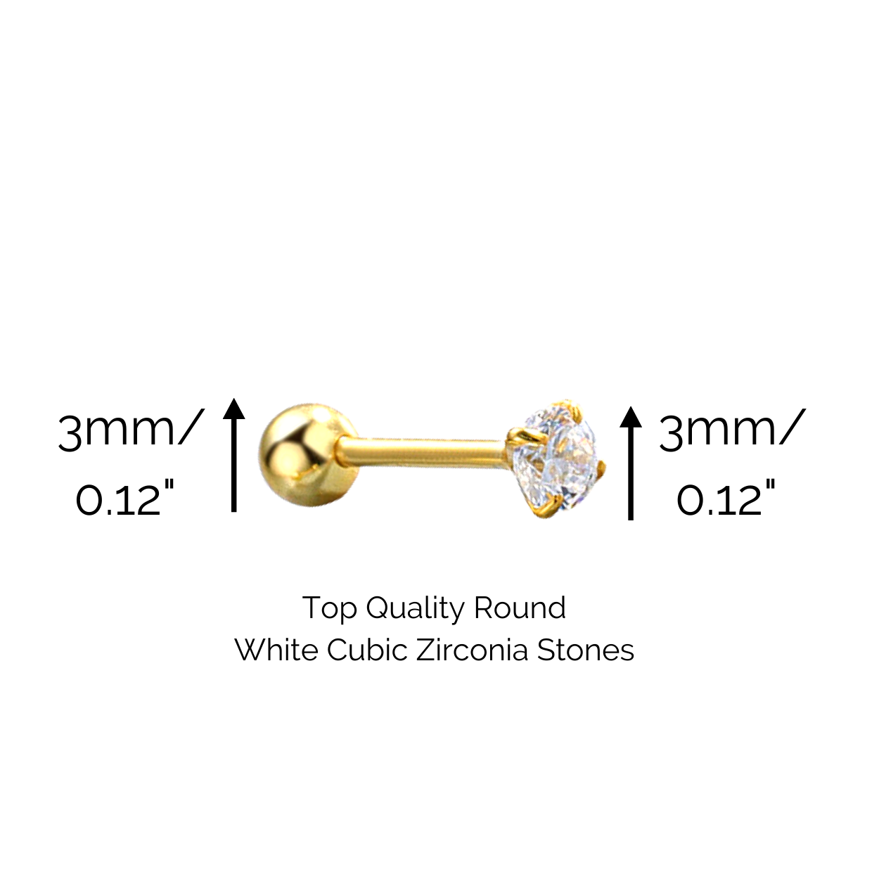 "Mini Spark" 14K Yellow Plated Sterling Silver Ball Back Nap Earring