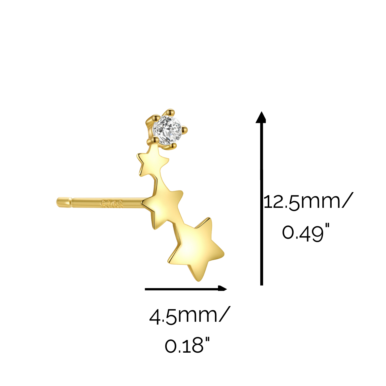 "Starry Dream" 14K Yellow Plated Star Post Earrings