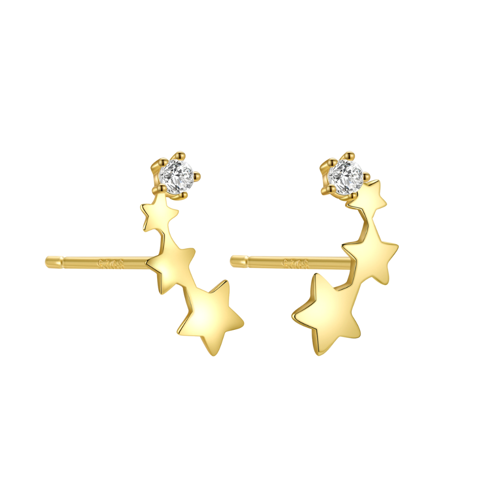 "Starry Dream" 14K Yellow Plated Star Post Earrings