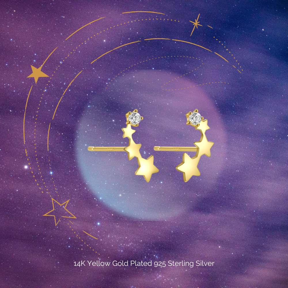 "Starry Dream" 14K Yellow Plated Star Post Earrings