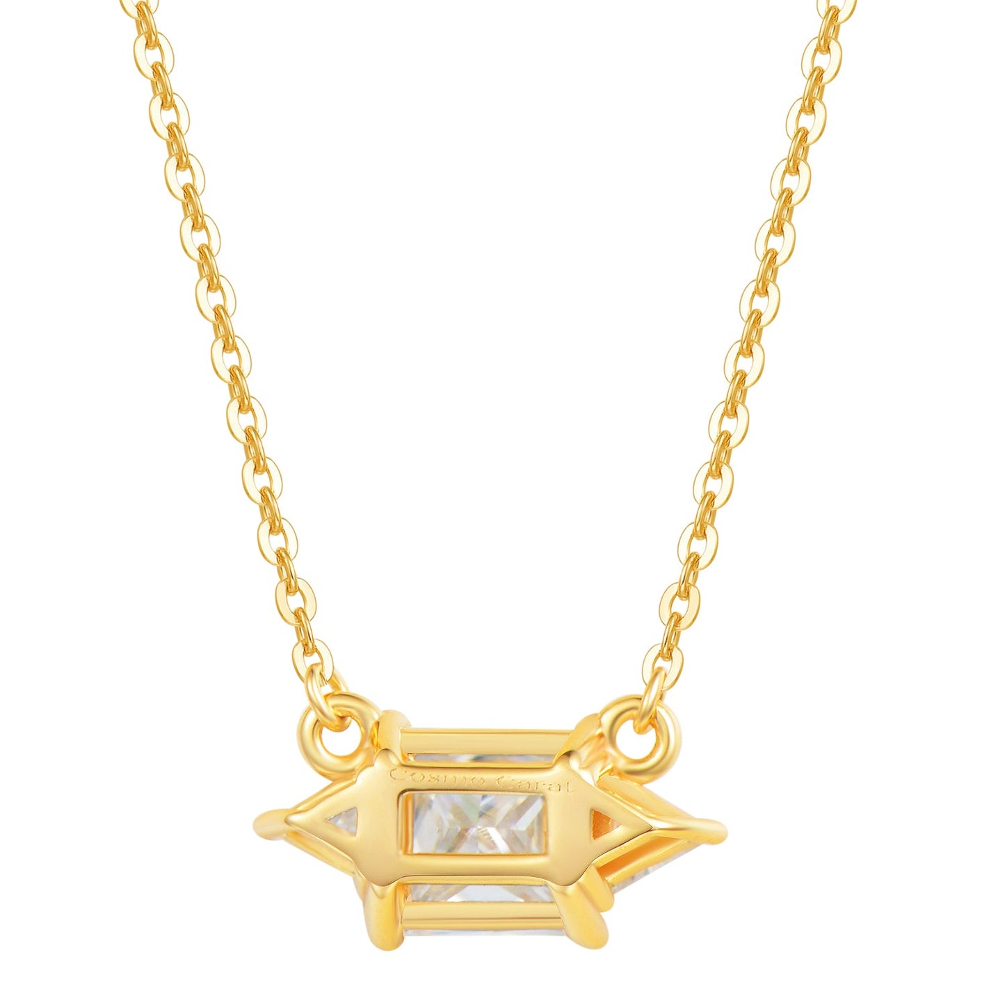 "Be My Princess" Colorless Moissanite 18K Yellow Gold Plated 925 Sterling Silver Pendant Necklace