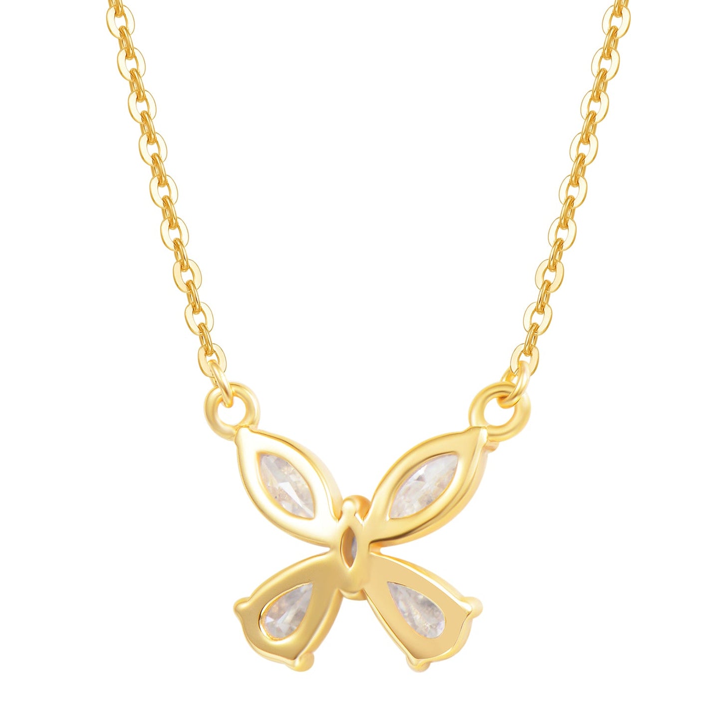 "Twinkling Butterfly" 18K Yellow Gold Plated 925 Sterling Silver With Moissanite Necklace