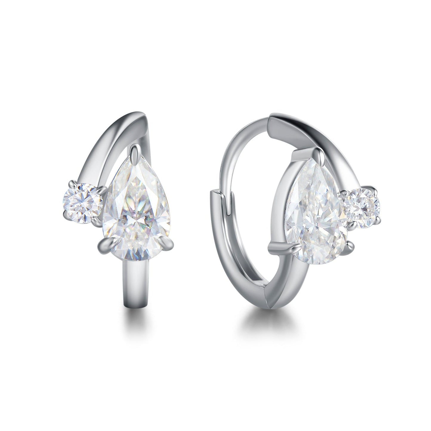 "Brilliant Cuddle" White Gold Plated 925 Sterling Silver Huggie Hoops