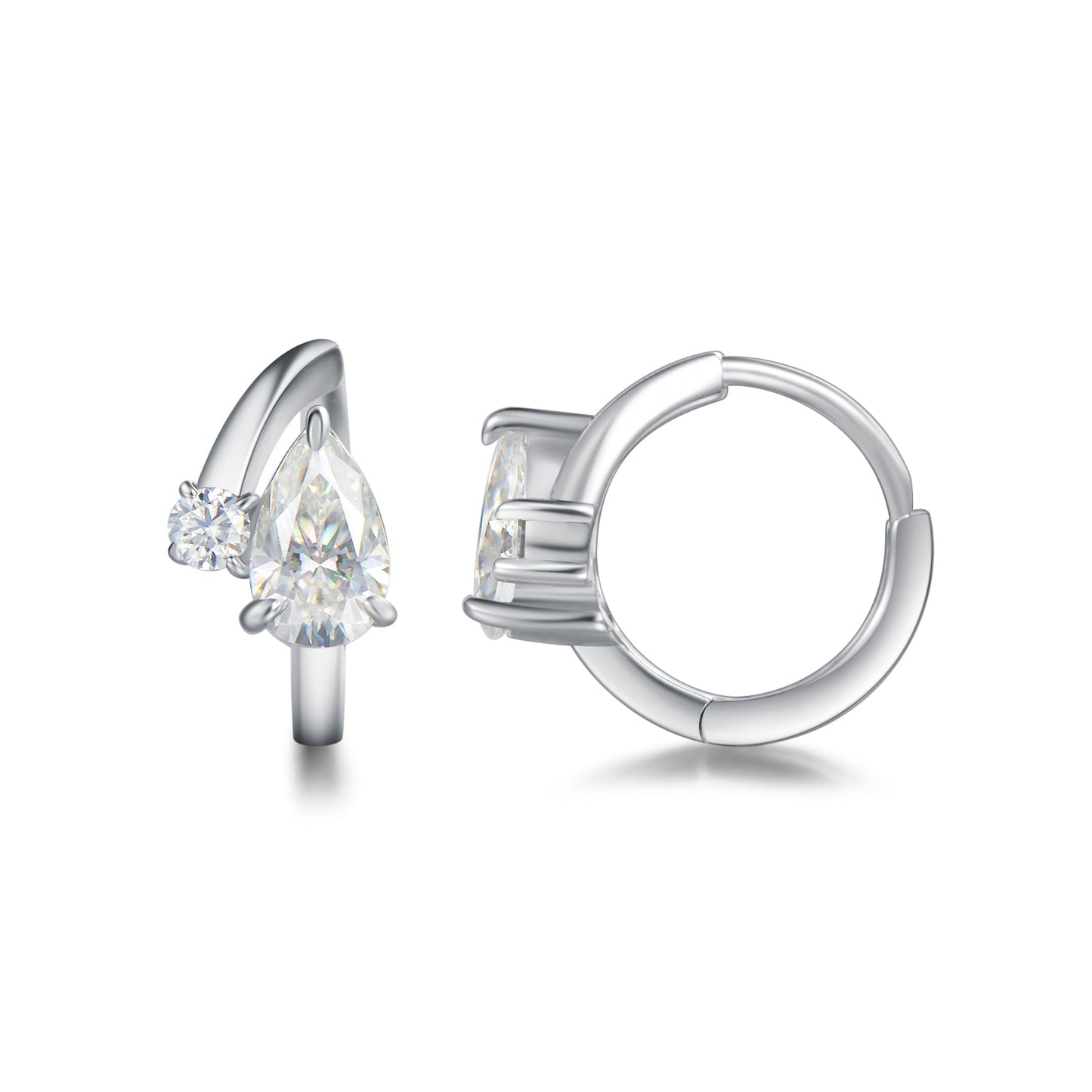 "Brilliant Cuddle" White Gold Plated 925 Sterling Silver Huggie Hoops