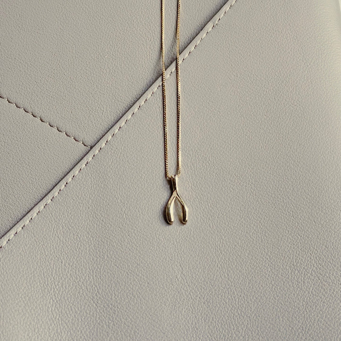 Wishbone Dainty Minimalist Necklace in Yellow