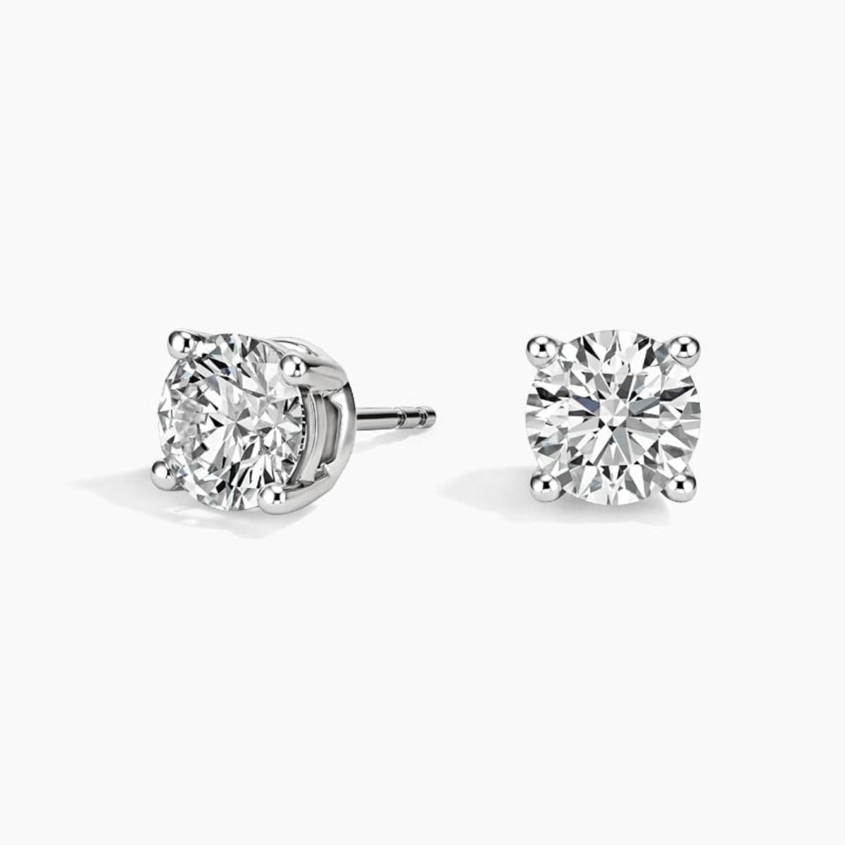 Starlit Spark 14K White Gold Lab Grown 4 Prong Diamond Solitaire Stud Earrings 1.0 CTTW