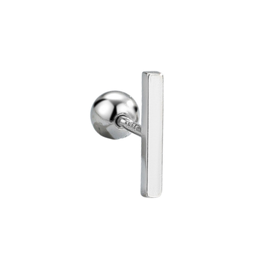 "Sleek Bar" 14K White Gold Plated Polished Nap Piercing Jewelry with Screw Back