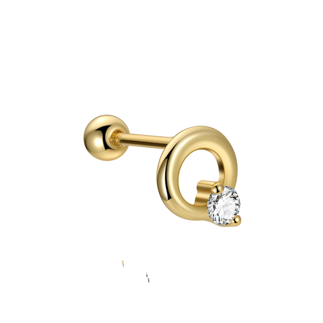 "Starbeam" 14K Yellow Gold Plated Piercing Earring Halo Circle Screw On Barbell Studs