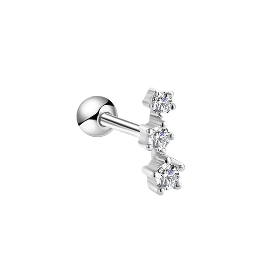 "Constellation Stars" 14K White Plated Mini Nap Cartilage Piercing Earring with Screw Back