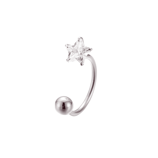 "Star Dance" 14K White Plated Mini CZ Screw On Helix Piercing Nap Earring