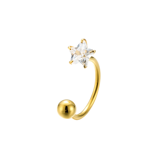 "Star Dance" 14K Yellow Plated CZ Screw Back Helix Piercing Jewelry