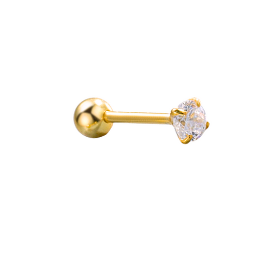 "Mini Spark" 14K Yellow Plated Sterling Silver Ball Back Nap Earring