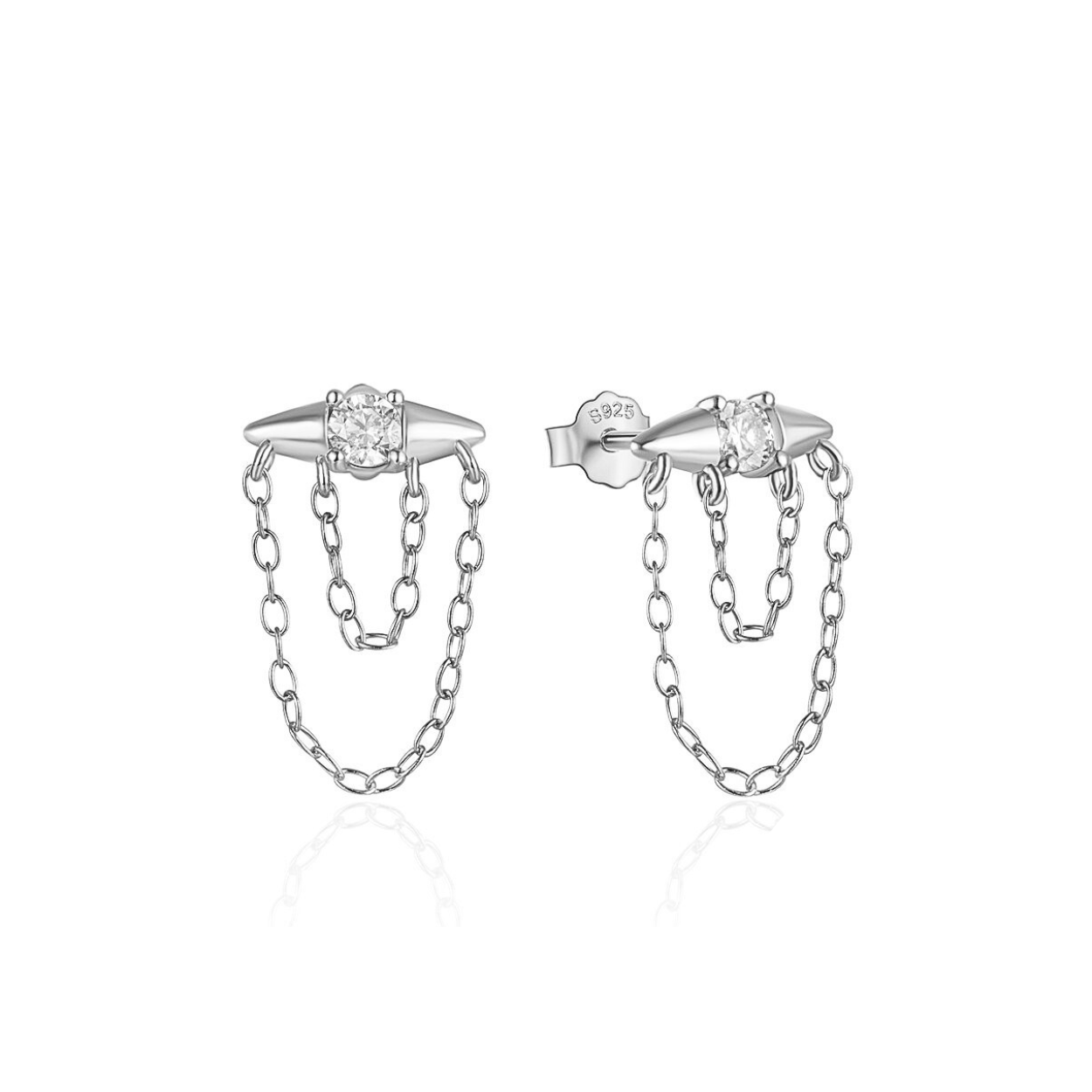 "Stella Strands" 14K White Gold Plated Bar Post Earrings