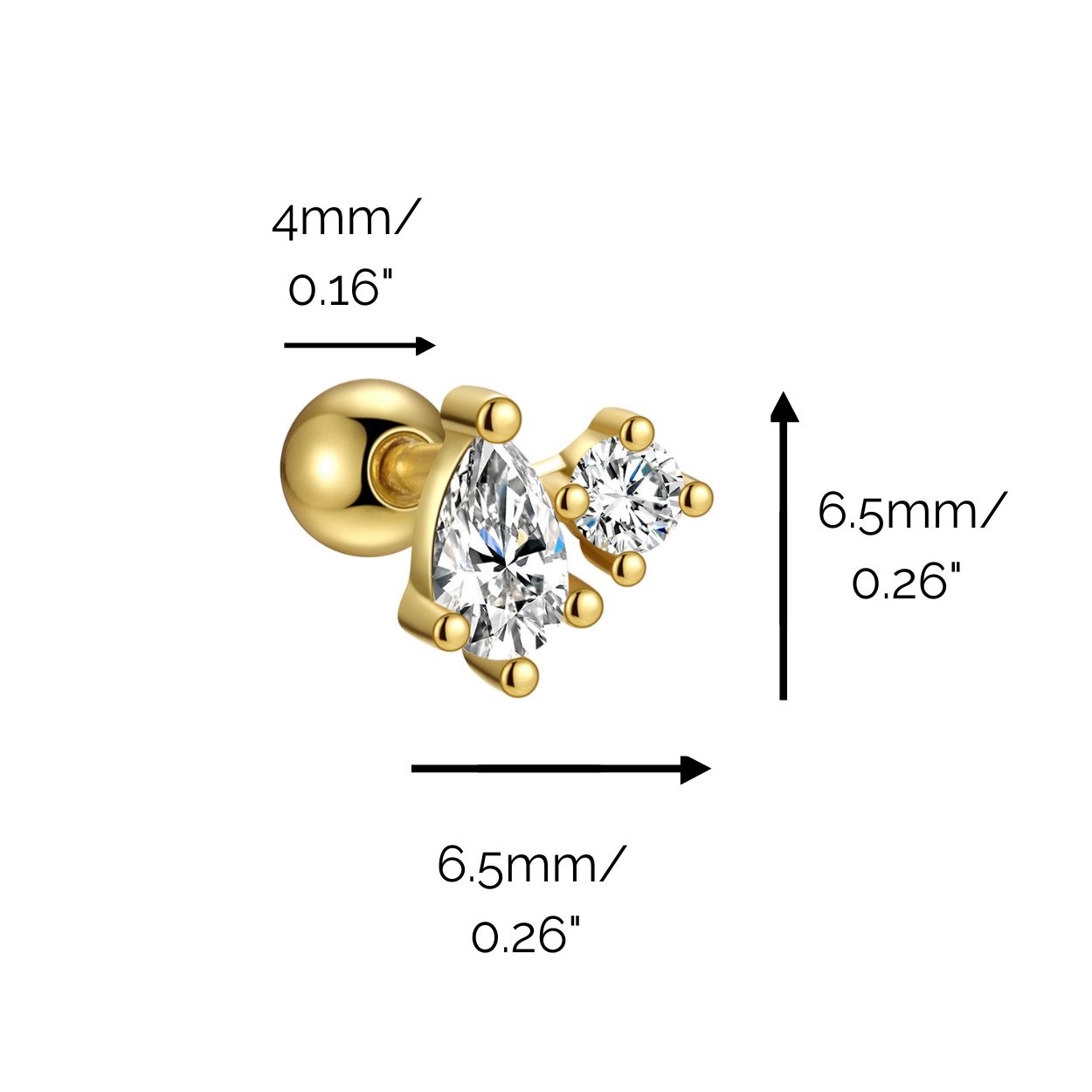 "Stellar Swirl" Yellow Fancy Cut Stone Cluster Barbell Cartilage Piercing Earring