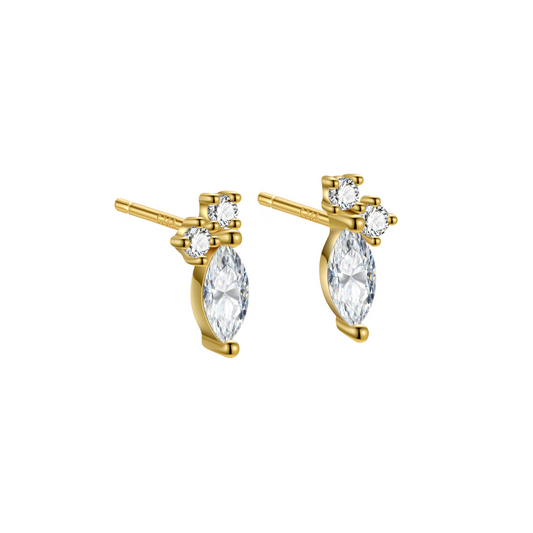 "Stellar Wink" 14K Yellow Gold Plated Dazzling CZ Star Post Earrings