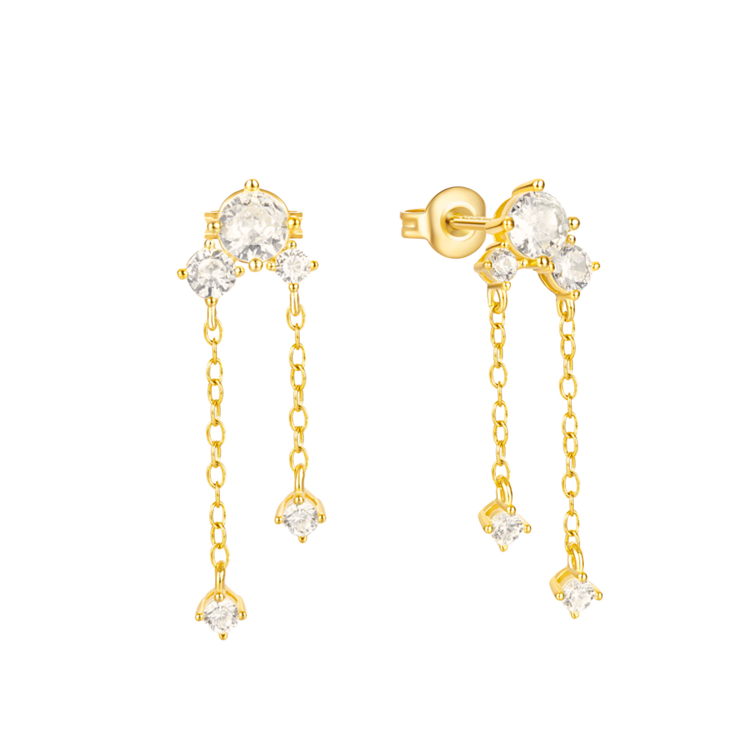 "Twinkling Stardance" 14K Yellow Gold Plated Dazzling Star Drop Earrings