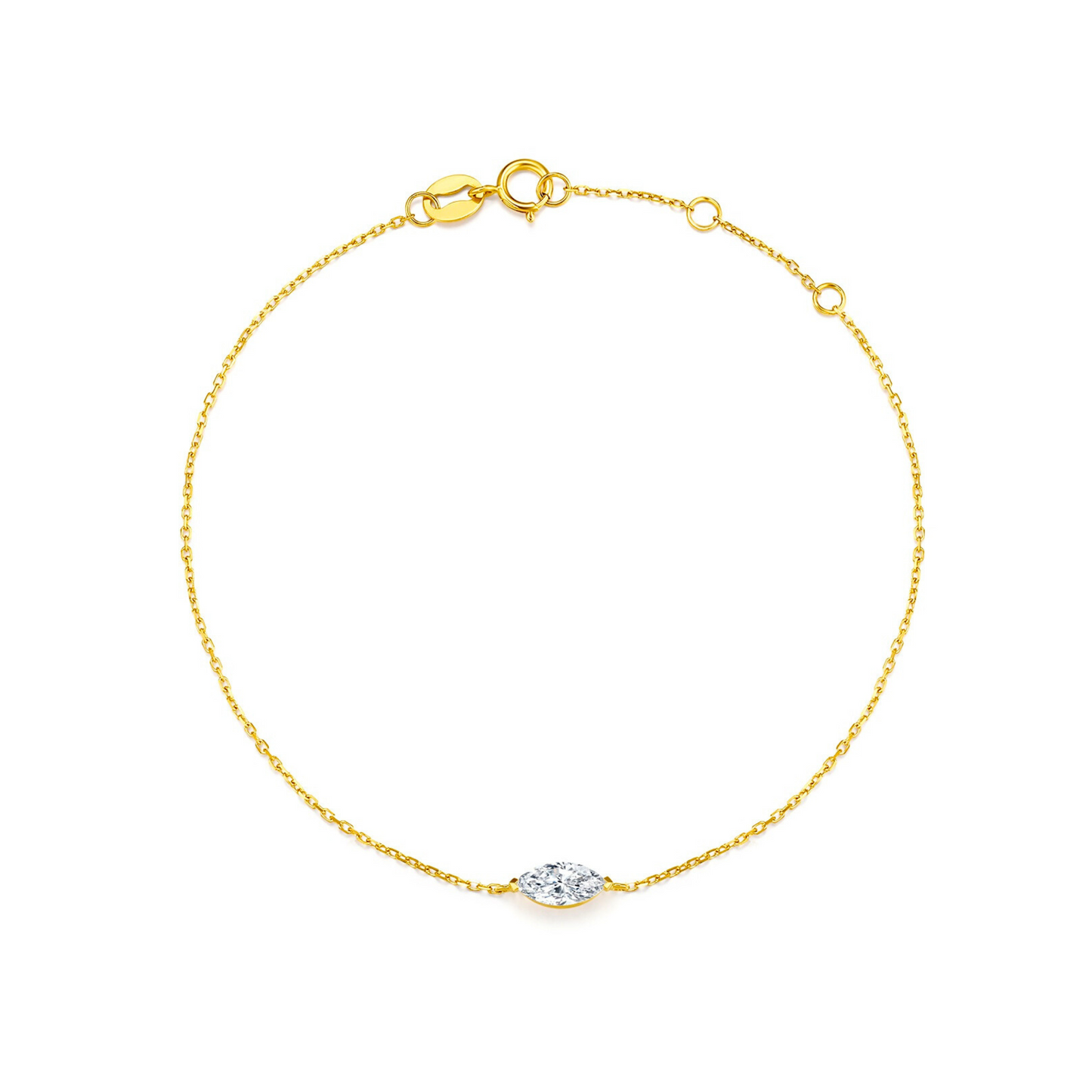 "Radiant Starlit" 0.53 Marquise Shape Lab Grown Diamond Solitaire Bracelet In 18K Yellow Gold