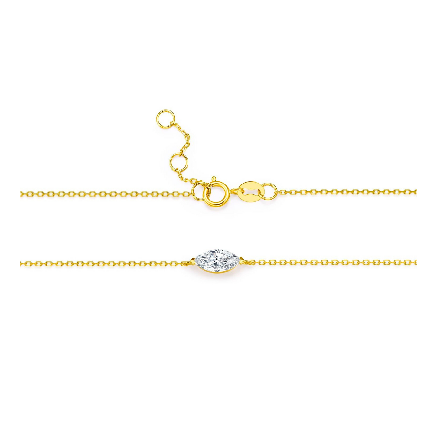 "Radiant Starlit" 0.53 Marquise Shape Lab Grown Diamond Solitaire Bracelet In 18K Yellow Gold