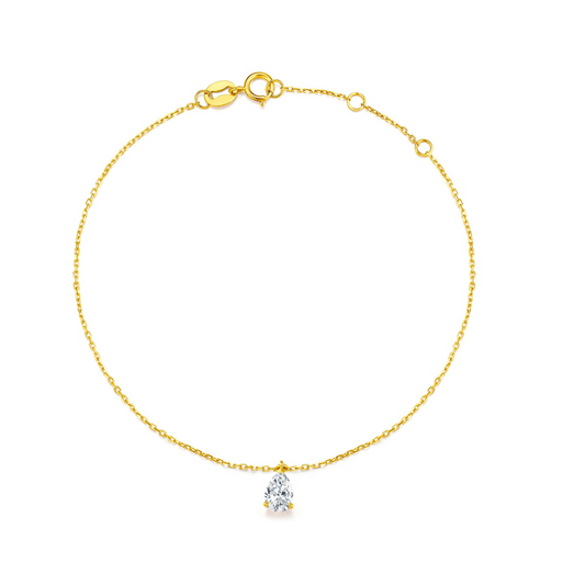 "Radiant Starlit" 0.52 Carat Pear Cut Shape Lab Grown Diamond Solitaire Bracelet In 18K Yellow Gold