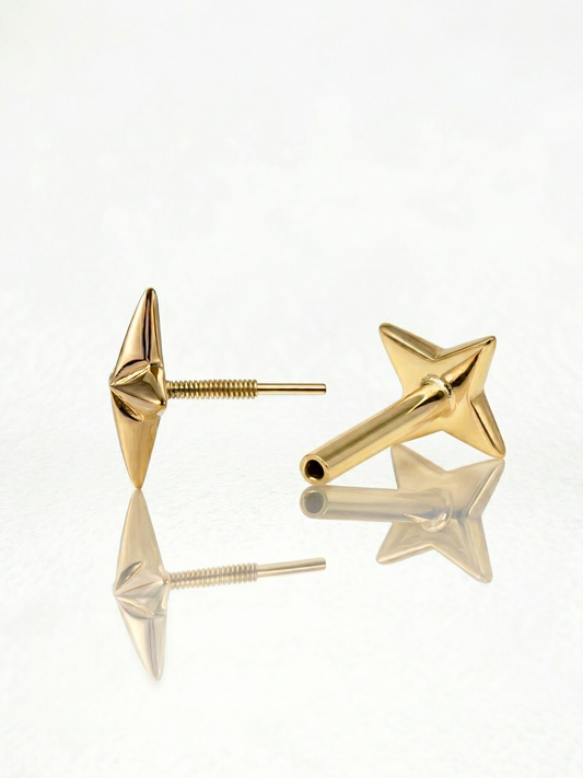 "Aurea" 14K Gold Star Cartilage Nap Flatback Earrings