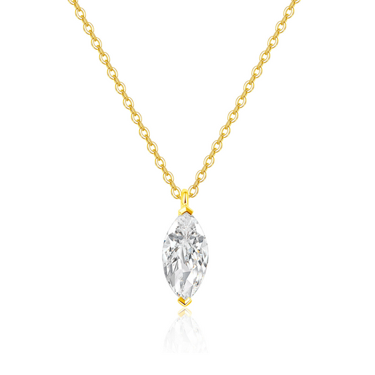 "Radiant Starlit" 1 Carat Marquise Lab Grown Diamond Solitaire Necklace In 18K Yellow Gold